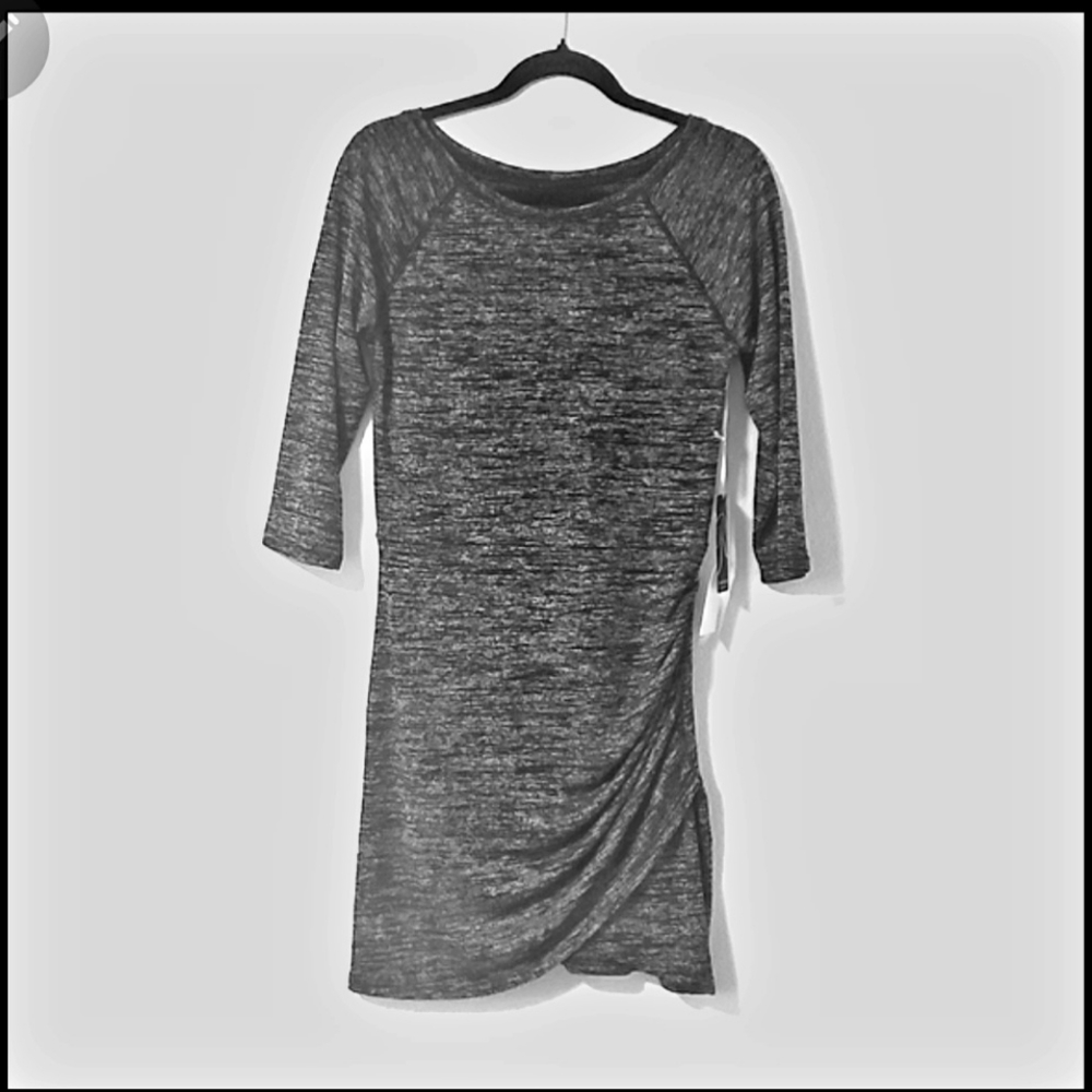 RAMPAGE Blk/Wht Var. KNIT Ruched Dress Large NEW - Picture 3 of 8